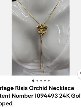 Vintage Risis Orchid Necklace 24k Gold Dipped Used